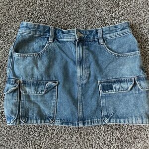 Zara Blue Denim Cargo Skirt